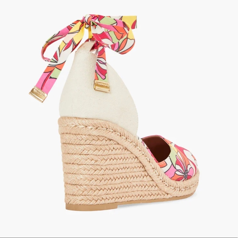 FUNKY FUCHSIA FLORAL WEDGES - Picture 3 of 6